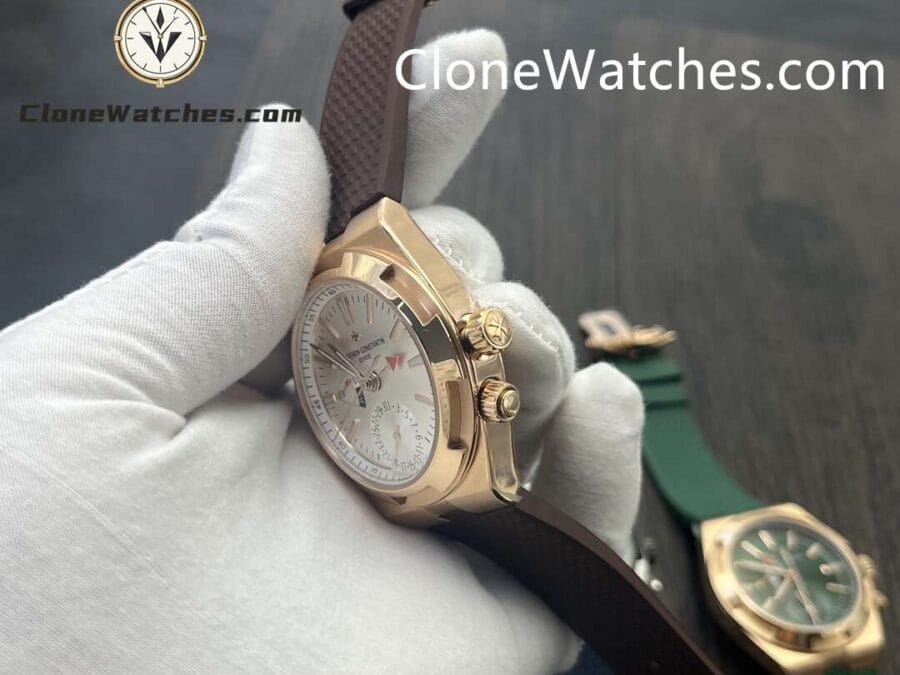 Vacheron Constantin Super Clone Watches 1:1 Overseas Dual Time 7920V/000R-B336 Rose Gold Silver Dial - Image 6