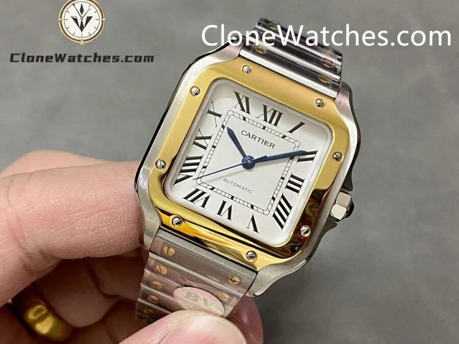 Cartier Super Clone Watches 1:1 Santos Series White Dial 18K gold plated 35.1MM W2SA0016 - Image 3