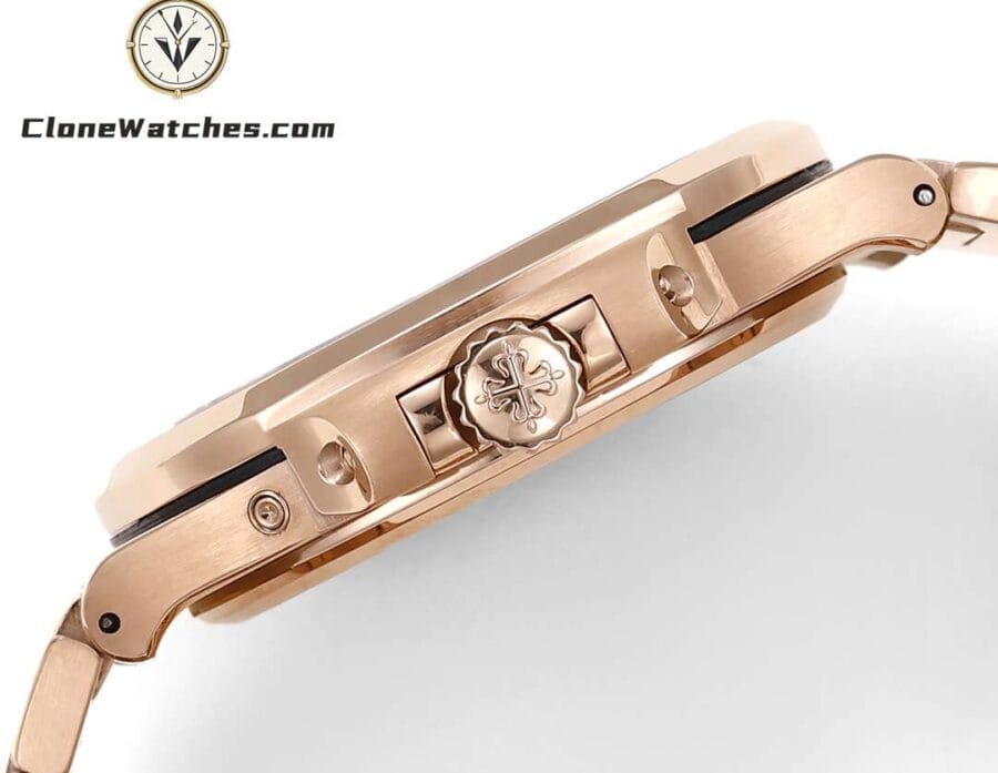 Patek Philippe Super Clone Watches 1:1 Nautilus Moon Phase 18K Rose Gold 5712 Brown Dial New Buckle - Image 5