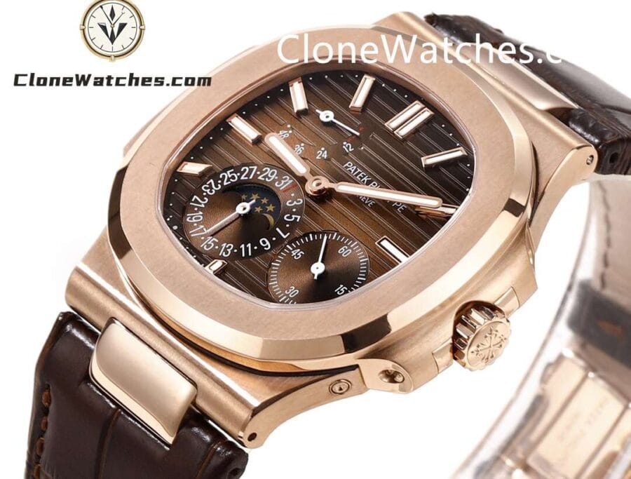 Patek Philippe Super Clone Watches 1:1 Nautilus 5712 Brown Dial Leather Strap - Image 2