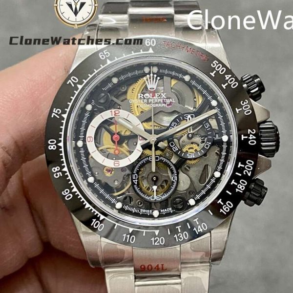 Super Clone Watches – Modified Sonic Daytona Black Skeleton Dial