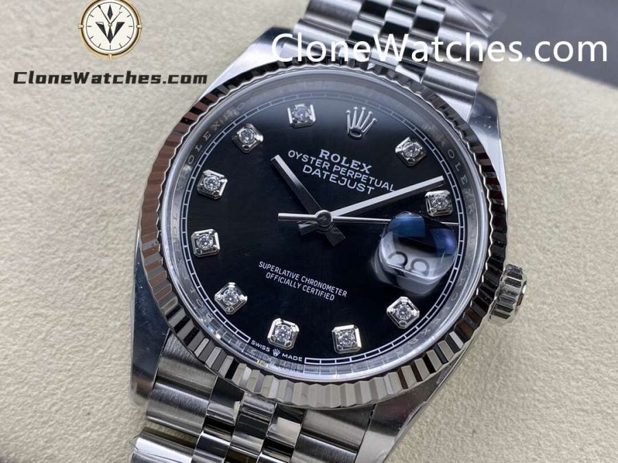 Rolex Super Clone Watches 1:1 DateJust Black Diamond Dial Jubilee 36MM M126234 – 0027 3235 Movement - Image 3