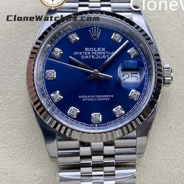 Super Clone Watches – Rolex DateJust Blue Diamond Dial M126234 – 0037