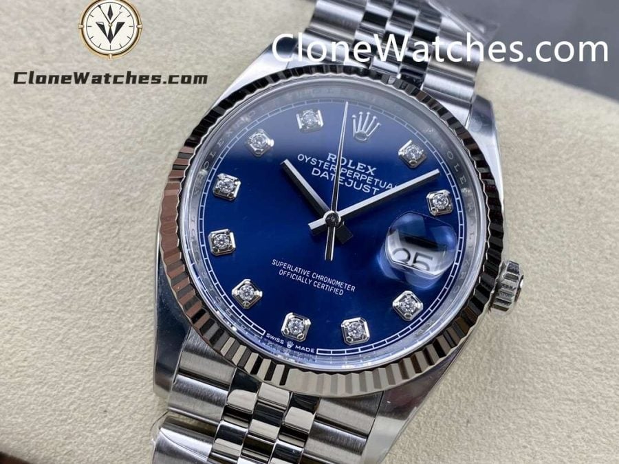 Rolex Super Clone Watches 1:1 DateJust Blue Diamond Dial Jubilee 36MM M126234 – 0037 3235 Movement - Image 3