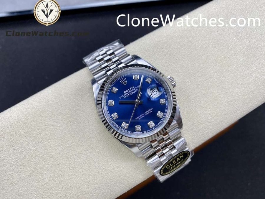 Rolex Super Clone Watches 1:1 DateJust Blue Diamond Dial Jubilee 36MM M126234 – 0037 3235 Movement - Image 4