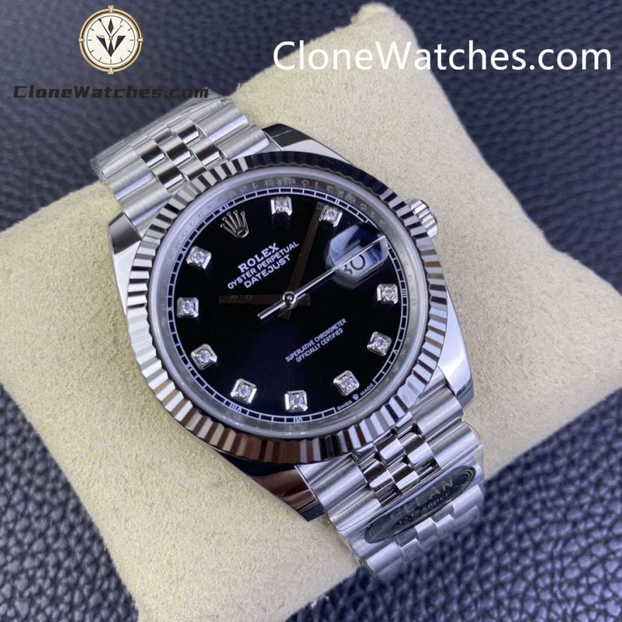 Rolex Super Clone Watches 1:1 DateJust Black Diamond Dial Jubilee 41MM M126334 - 0012 3235 Movement - Image 2