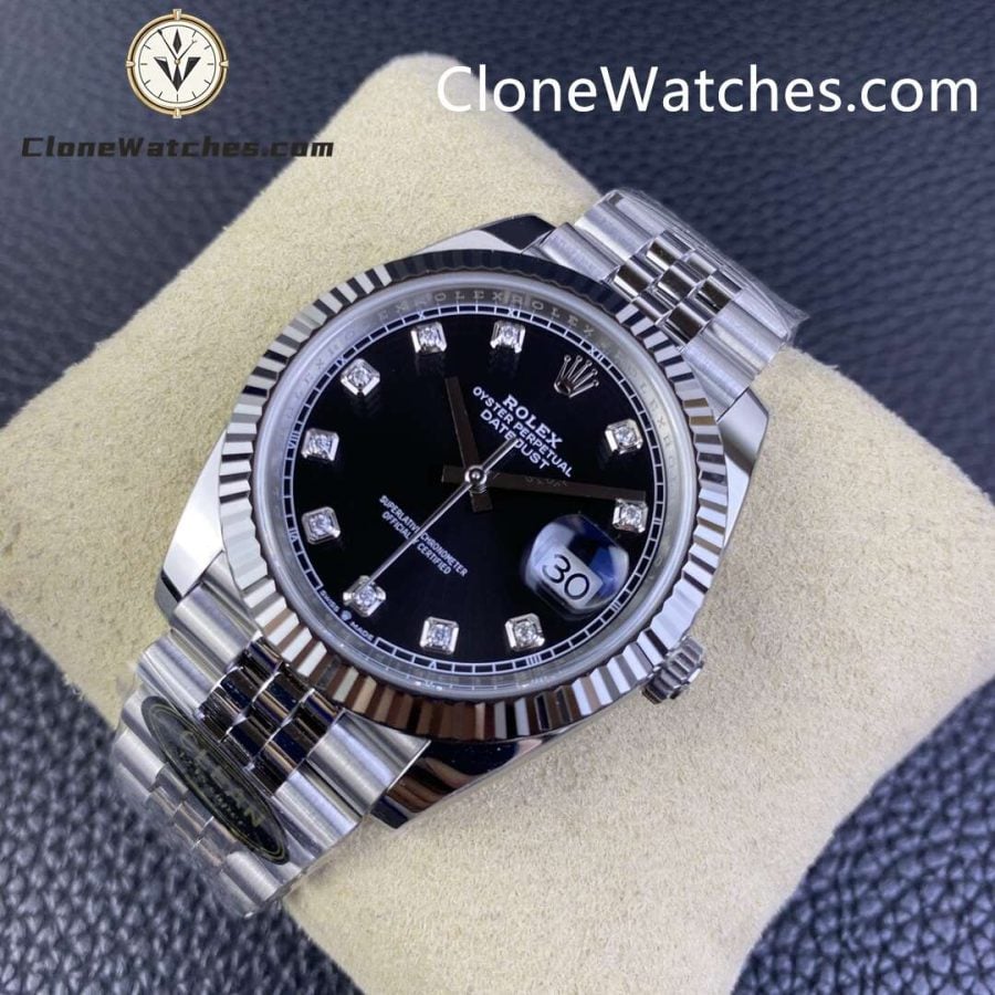 Rolex Super Clone Watches 1:1 DateJust Black Diamond Dial Jubilee 41MM M126334 - 0012 3235 Movement - Image 3