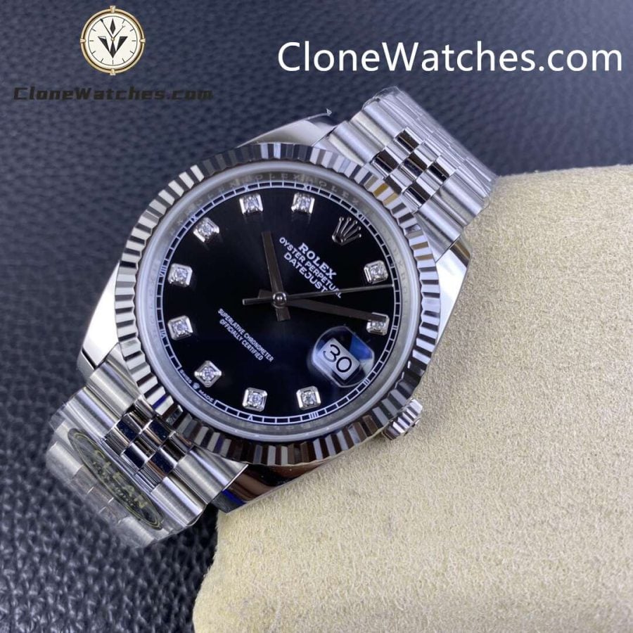 Rolex Super Clone Watches 1:1 DateJust Black Diamond Dial Jubilee 41MM M126334 - 0012 3235 Movement - Image 4