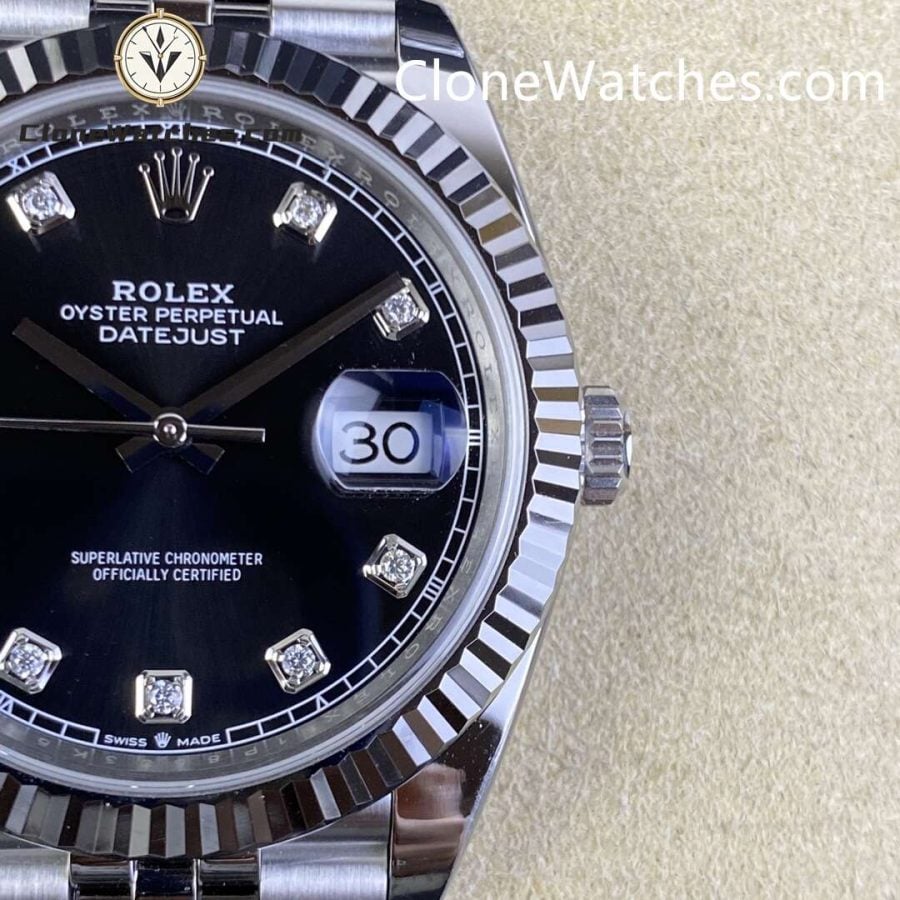 Rolex Super Clone Watches 1:1 DateJust Black Diamond Dial Jubilee 41MM M126334 - 0012 3235 Movement - Image 5