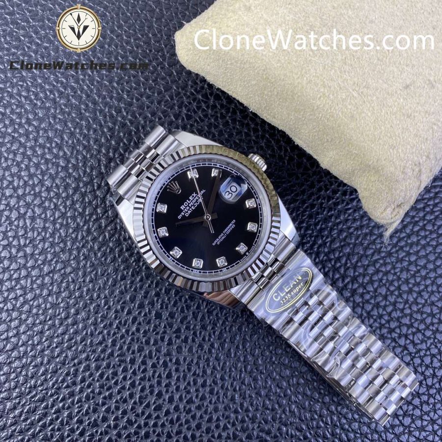 Rolex Super Clone Watches 1:1 DateJust Black Diamond Dial Jubilee 41MM M126334 - 0012 3235 Movement - Image 6