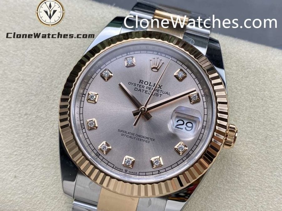 Rolex Super Clone Watches 1:1 DateJust Champagne Diamond Dial Oyster 41MM M126331-0007 3235 Movement - Image 3