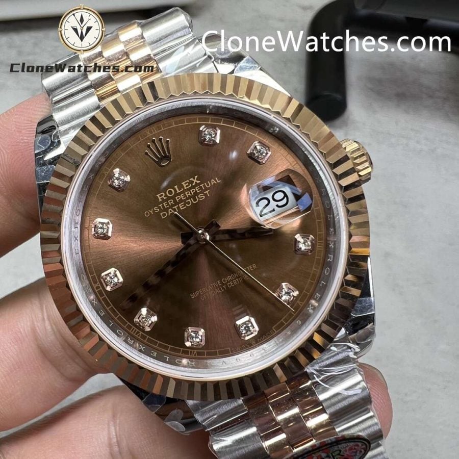 Rolex Super Clone Watches 1:1 DateJust Chocolate Diamond Dial Jubilee 41MM M126331-0004 3235 Movement - Image 2