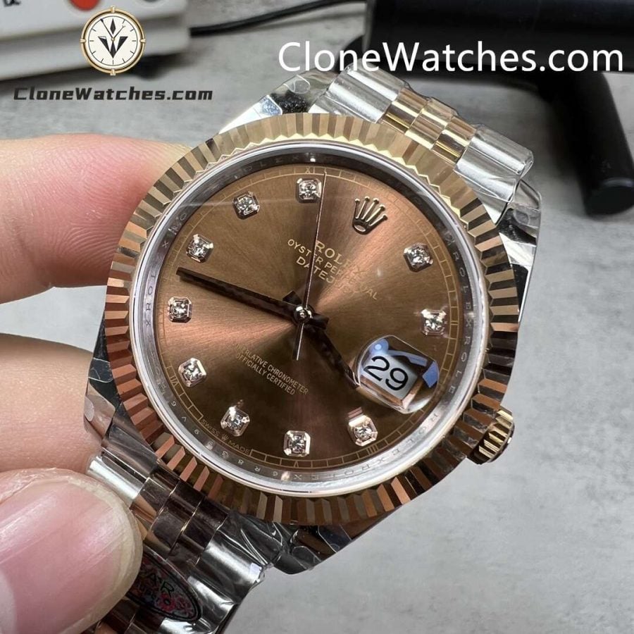 Rolex Super Clone Watches 1:1 DateJust Chocolate Diamond Dial Jubilee 41MM M126331-0004 3235 Movement - Image 3