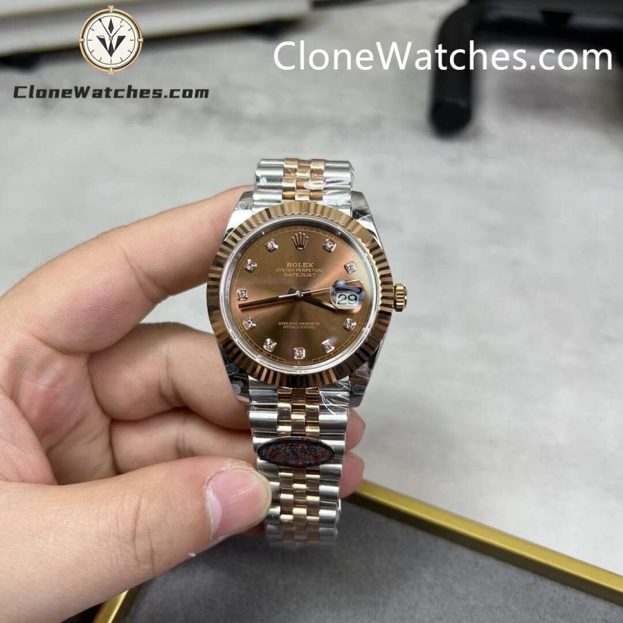 Rolex Super Clone Watches 1:1 DateJust Chocolate Diamond Dial Jubilee 41MM M126331-0004 3235 Movement - Image 4