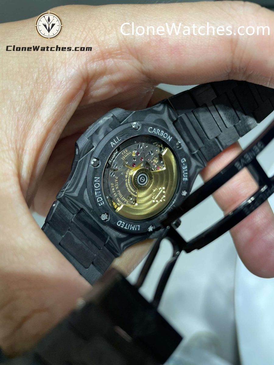 Modified Super Clone Watches 1:1 DiW Patek Philippe Nautilus 5711 "ALL CARBON BLACK" Orange Dial - Image 5