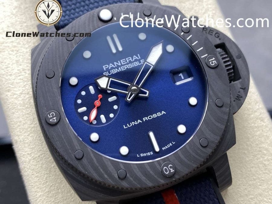 Panerai Super Clone Watches 1:1 Submersible Luna Rossa Carbotech™ PAM01563 Blue Dial - Image 2