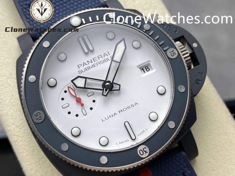 Panerai Super Clone Watches 1:1 Submersible Luna Rossa Ti-Ceramitech PAM01543 White Dial - Image 2