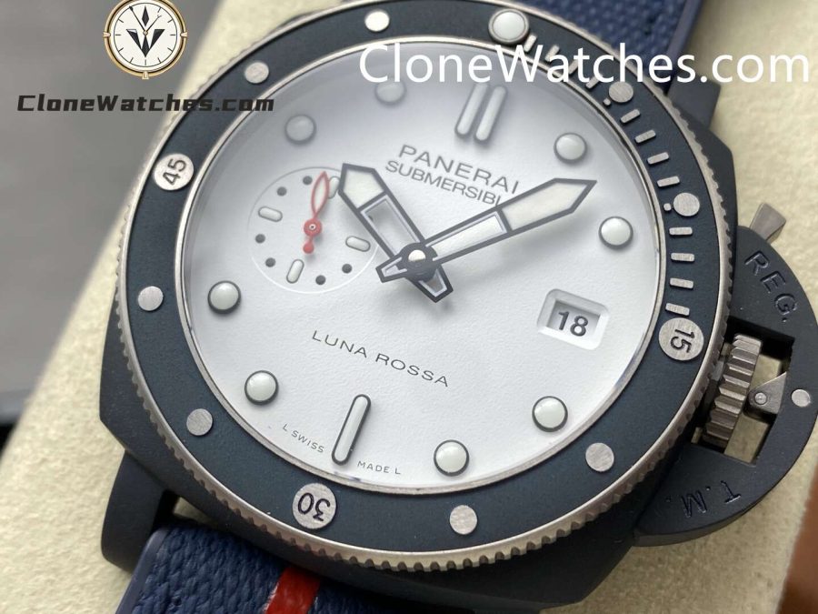 Panerai Super Clone Watches 1:1 Submersible Luna Rossa Ti-Ceramitech PAM01543 White Dial - Image 3