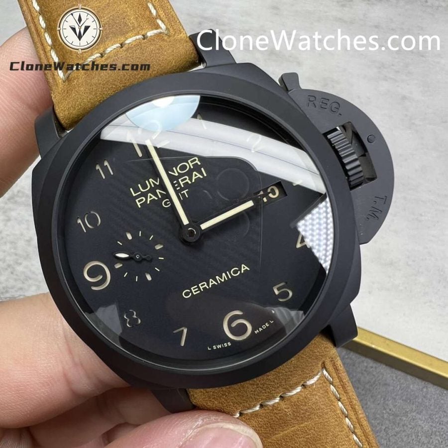 Panerai Super Clone Watches 1:1 Luminor 1950 3 Days GMT Automatic PAM00441 Black Dial - Image 2