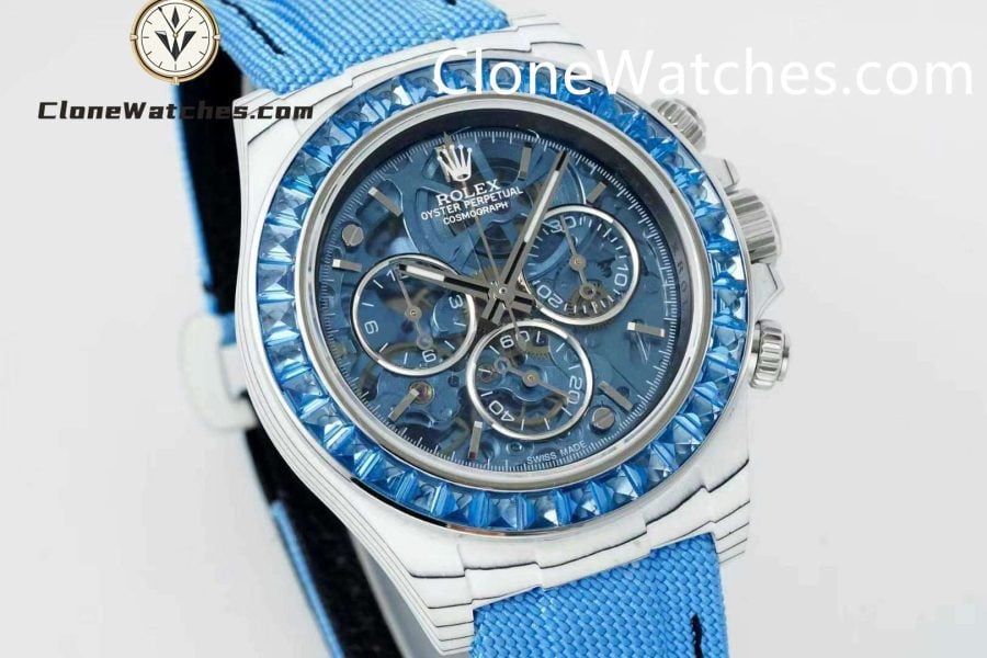 Modified Super Clone Watches 1:1 Sonic Rolex Daytona NTPT Carbon Fiber Skeleton Dial 4130 Movement - Image 2