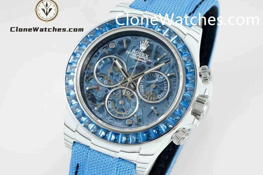 Modified Super Clone Watches 1:1 Sonic Rolex Daytona NTPT Carbon Fiber Skeleton Dial 4130 Movement - Image 3