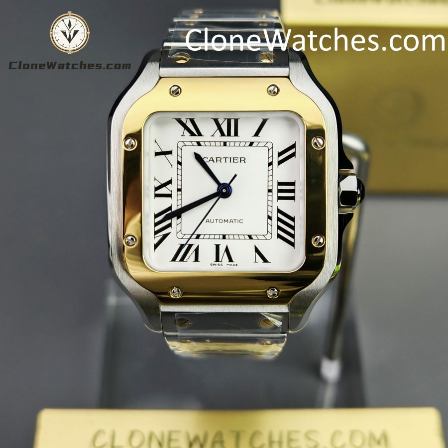 Cartier Super Clone Watches 1:1 Santos Series White Dial 18K gold plated 35.1MM W2SA0016