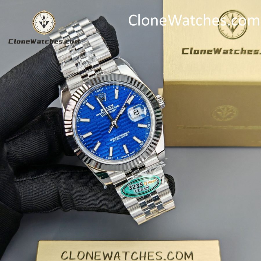 Rolex Super Clone Watches 1:1 DateJust Water Ripple Blue Dial m126334-0032 Jubilee 41MM 3235 Movement - Image 6