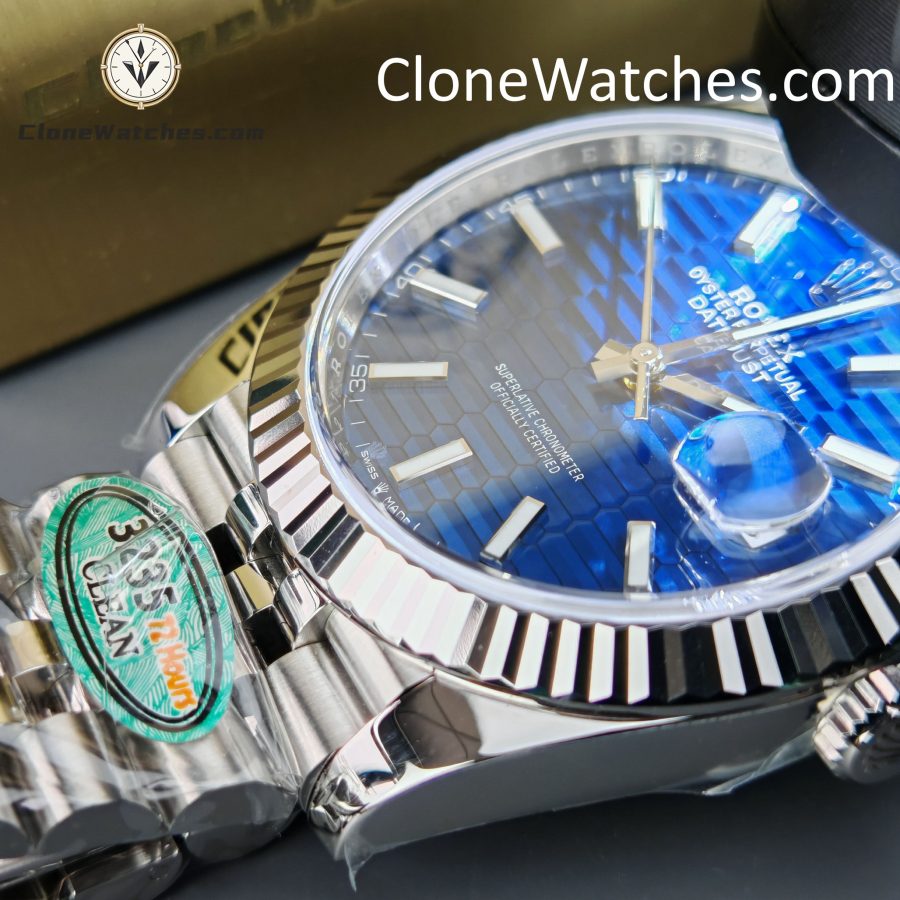 Rolex Super Clone Watches 1:1 DateJust Water Ripple Blue Dial m126334-0032 Jubilee 41MM 3235 Movement - Image 15