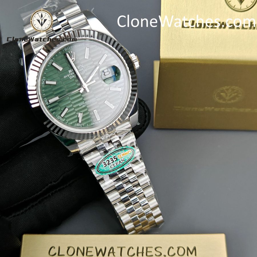 Rolex Super Clone Watch 1:1 DateJust Water Ripple Green Dial m126334-0030 Jubilee 41MM 3235 Movement - Image 4