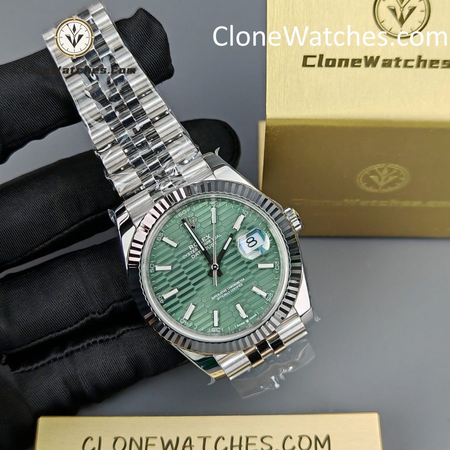 Rolex Super Clone Watch 1:1 DateJust Water Ripple Green Dial m126334-0030 Jubilee 41MM 3235 Movement - Image 5