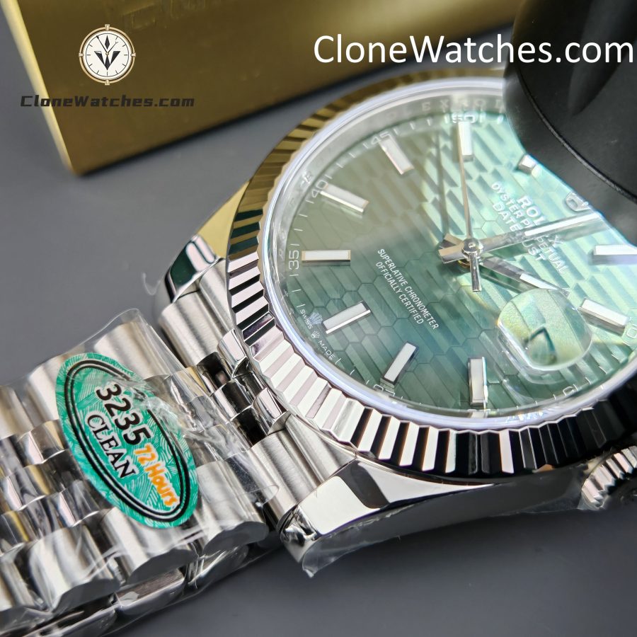 Rolex Super Clone Watch 1:1 DateJust Water Ripple Green Dial m126334-0030 Jubilee 41MM 3235 Movement - Image 12