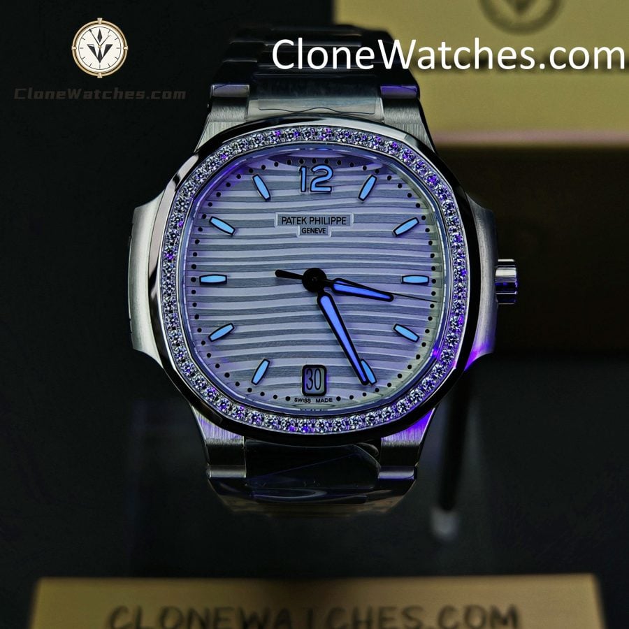 Patek Philippe Super Clone Watches 1:1 Nautilus White Dial Diamond Frame 7118/1200A-010 35.2 mm - Image 2