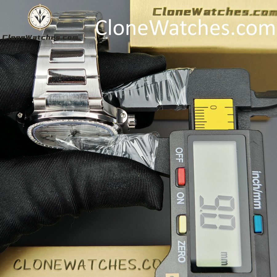 Patek Philippe Super Clone Watches 1:1 Nautilus White Dial Diamond Frame 7118/1200A-010 35.2 mm - Image 15