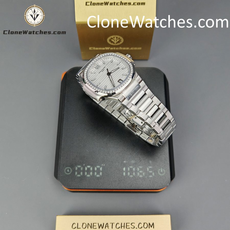 Patek Philippe Super Clone Watches 1:1 Nautilus White Dial Diamond Frame 7118/1200A-010 35.2 mm - Image 16