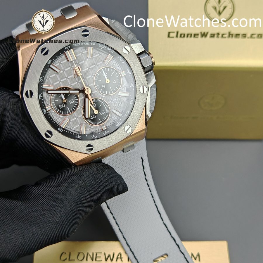 Audemars Piguet Super Clone Watches 1:1 Royal Oak Offshore Rose Gold Gray Dial 26420 Selfwinding Chronograph - Image 4