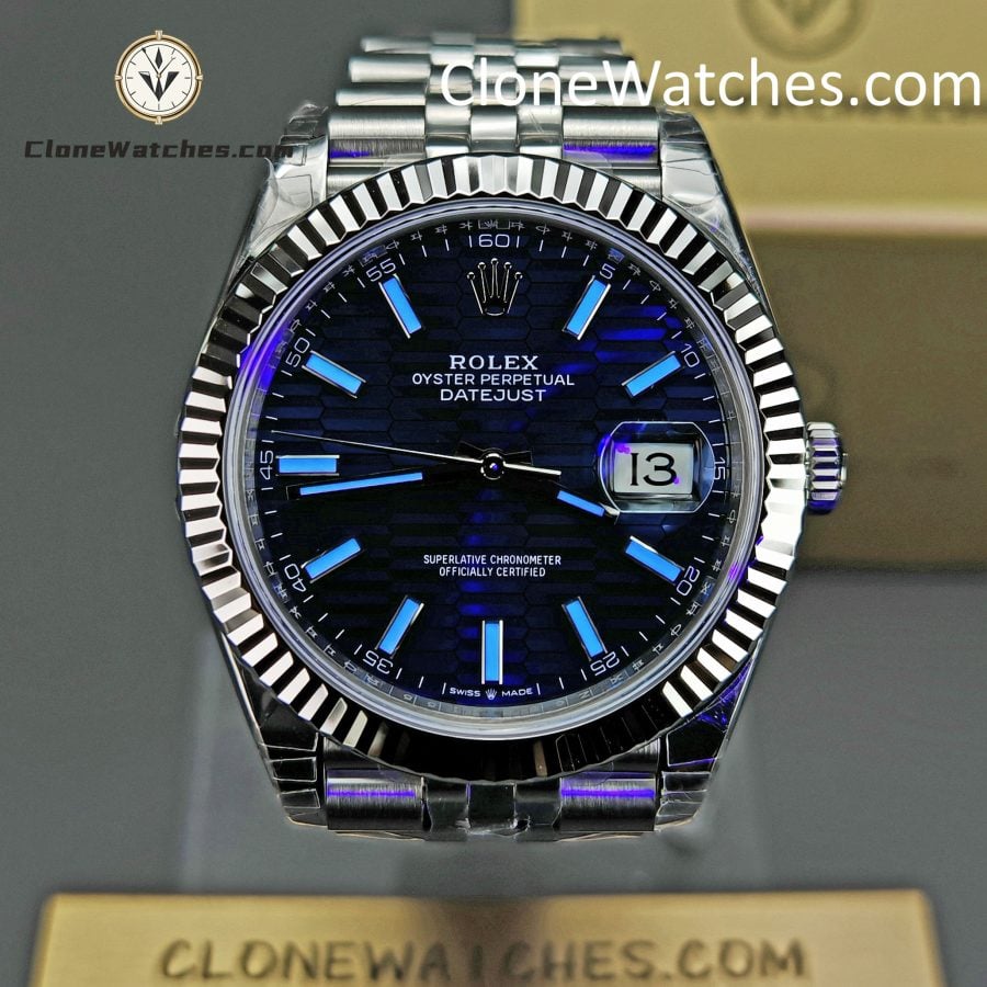 Rolex Super Clone Watches 1:1 DateJust Water Ripple Blue Dial m126334-0032 Jubilee 41MM 3235 Movement - Image 2
