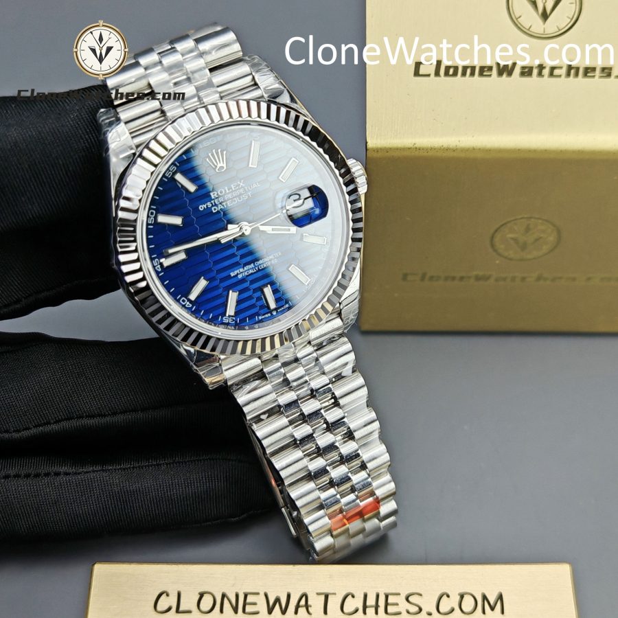 Rolex Super Clone Watches 1:1 DateJust Water Ripple Blue Dial m126334-0032 Jubilee 41MM 3235 Movement - Image 4
