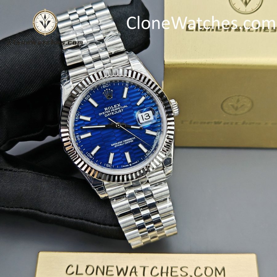 Rolex Super Clone Watches 1:1 DateJust Water Ripple Blue Dial m126334-0032 Jubilee 41MM 3235 Movement - Image 6