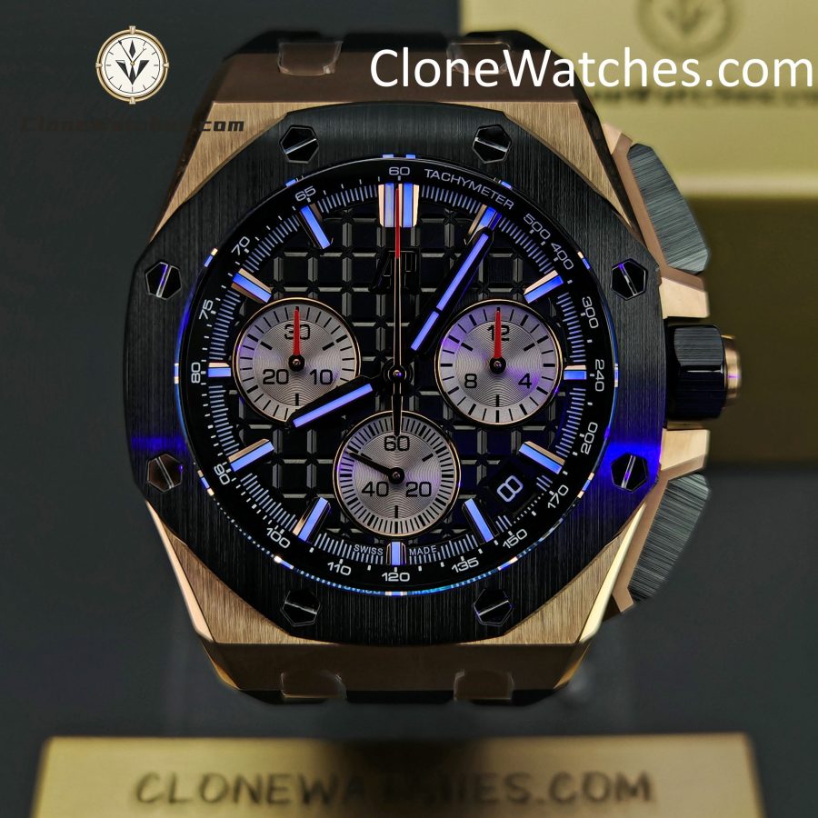 Audemars Piguet Super Clone Watches 1:1 Royal Oak Offshore Rose Gold Black Dial 26420 Selfwinding Chronograph - Image 2