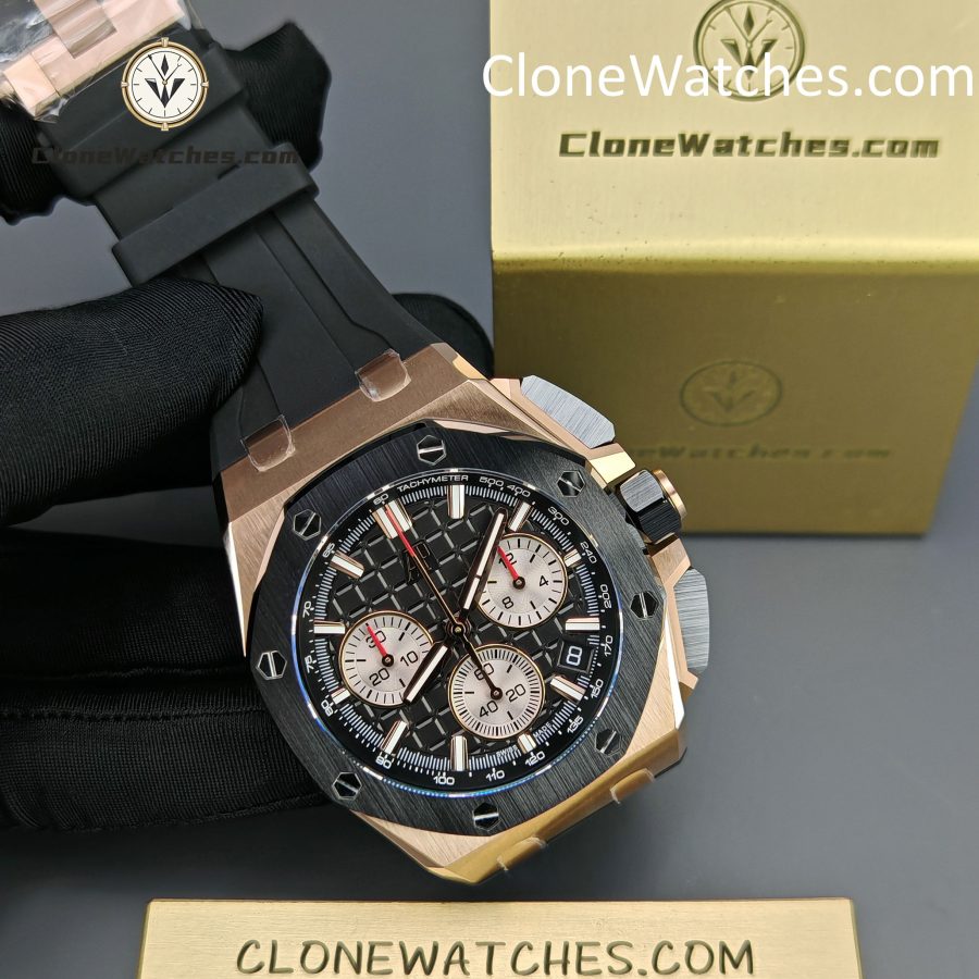 Audemars Piguet Super Clone Watches 1:1 Royal Oak Offshore Rose Gold Black Dial 26420 Selfwinding Chronograph - Image 5