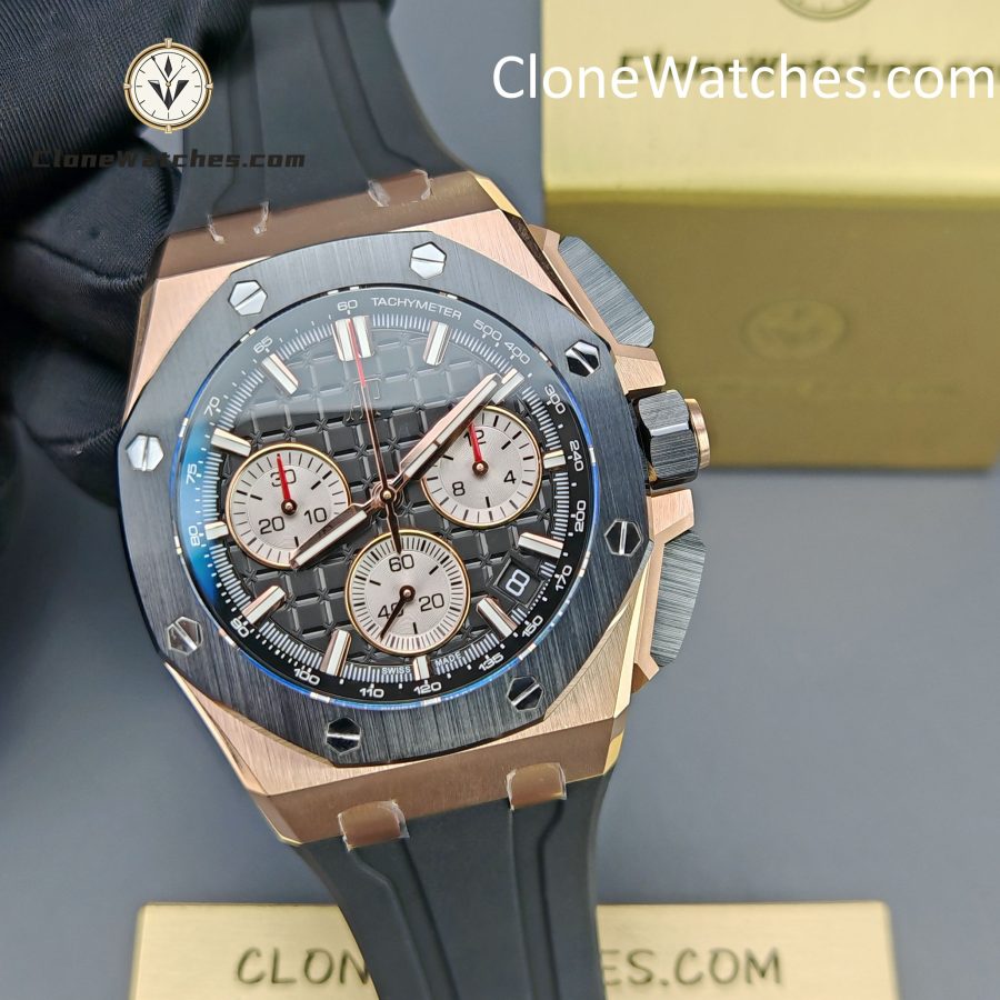 Audemars Piguet Super Clone Watches 1:1 Royal Oak Offshore Rose Gold Black Dial 26420 Selfwinding Chronograph - Image 6