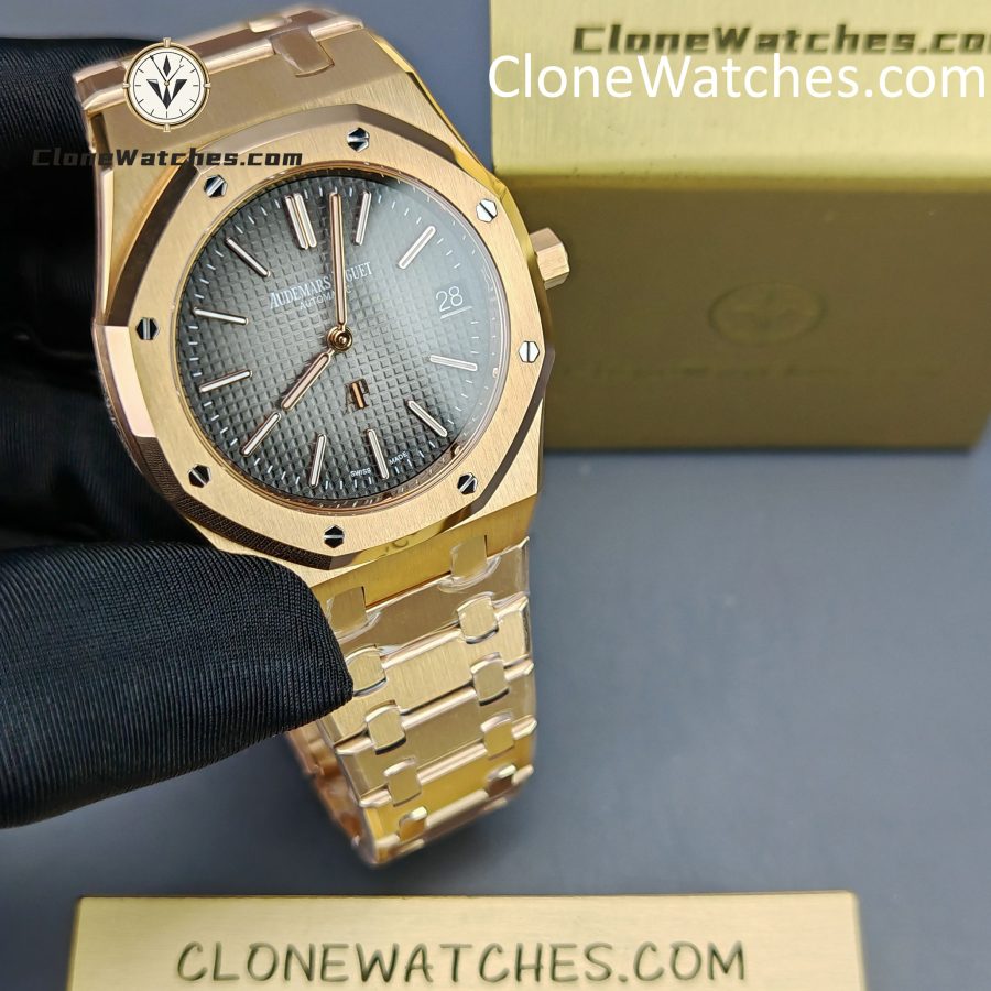 Audemars Piguet Super Clone Watches 1:1 Royal Oak"Jumbo" Extra-Thin "50th Anniversary" 16202 Smoked Grey Dial 39MM - Image 4