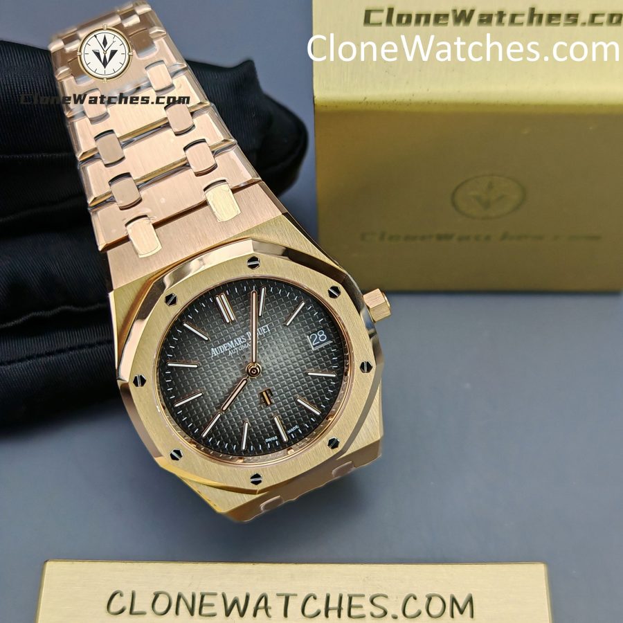 Audemars Piguet Super Clone Watches 1:1 Royal Oak"Jumbo" Extra-Thin "50th Anniversary" 16202 Smoked Grey Dial 39MM - Image 5