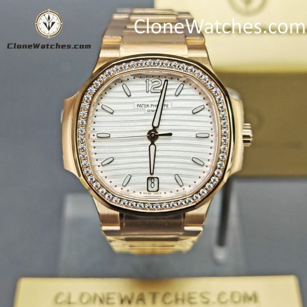 Patek Philippe Super Clone Watches 1:1 Nautilus Rose Gold White Dial 7118/1200R-001 35.2 mm