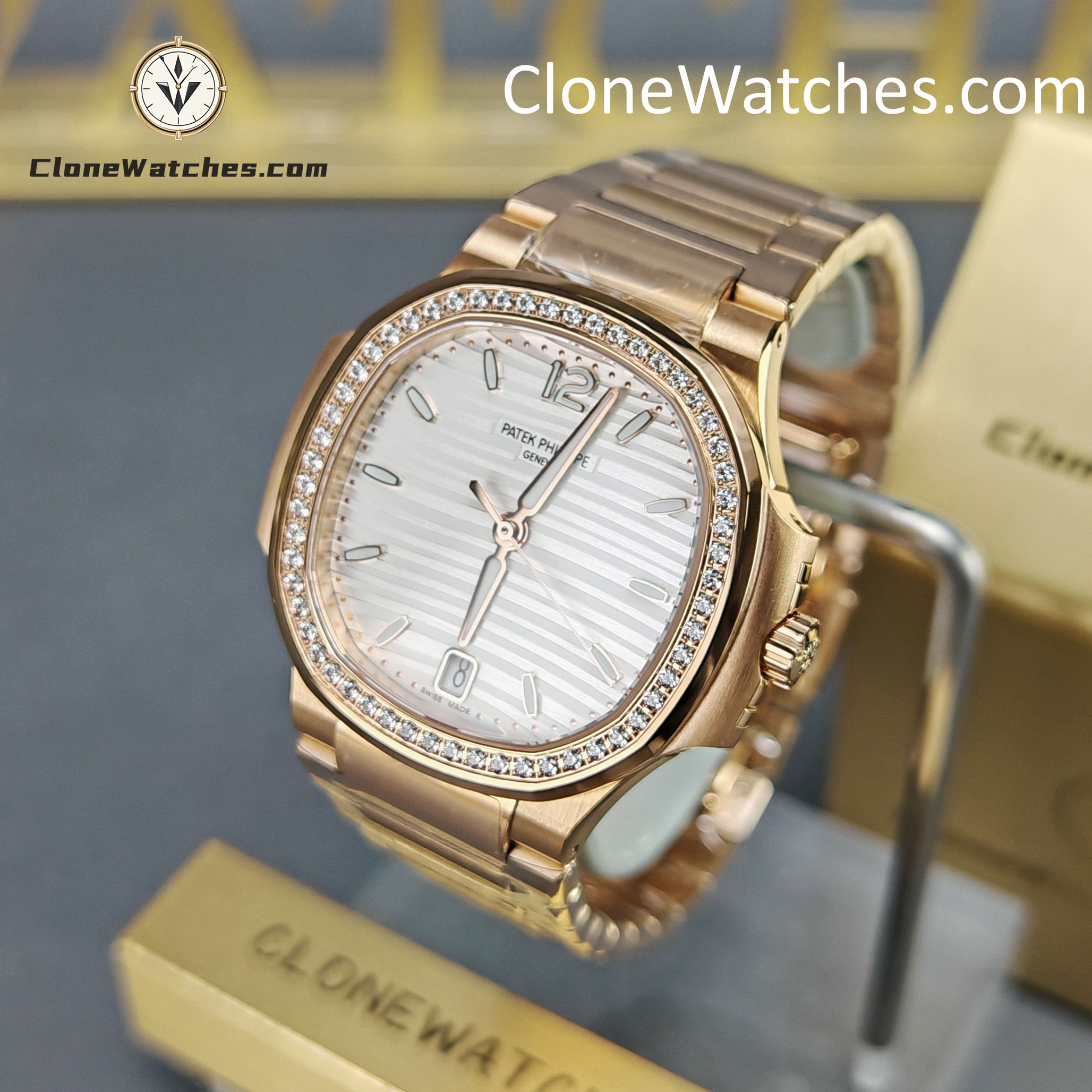 Patek Philippe Super Clone Watches 1:1 Nautilus Rose Gold White Dial 7118/1200R-001 35.2 mm - Image 3
