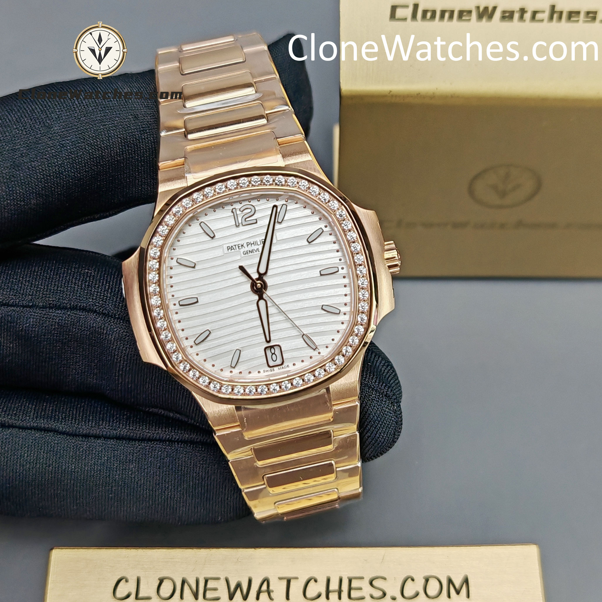 Patek Philippe Super Clone Watches 1:1 Nautilus Rose Gold White Dial 7118/1200R-001 35.2 mm - Image 6