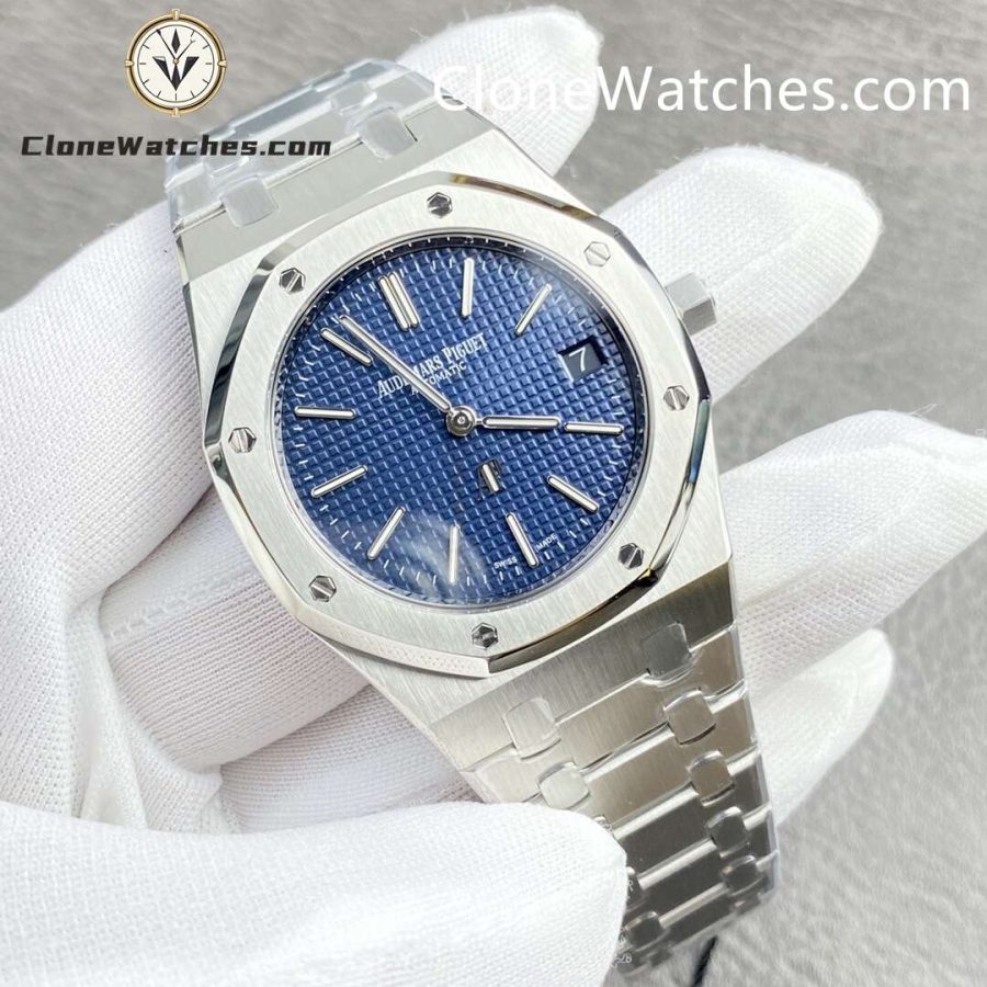 Audemars Piguet Super Clone Watches 1:1 Royal Oak"Jumbo" Extra-Thin "50th Anniversary" 16202 Blue Dial 39MM - Image 3