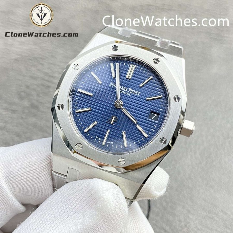 Audemars Piguet Super Clone Watches 1:1 Royal Oak"Jumbo" Extra-Thin "50th Anniversary" 16202 Blue Dial 39MM - Image 4