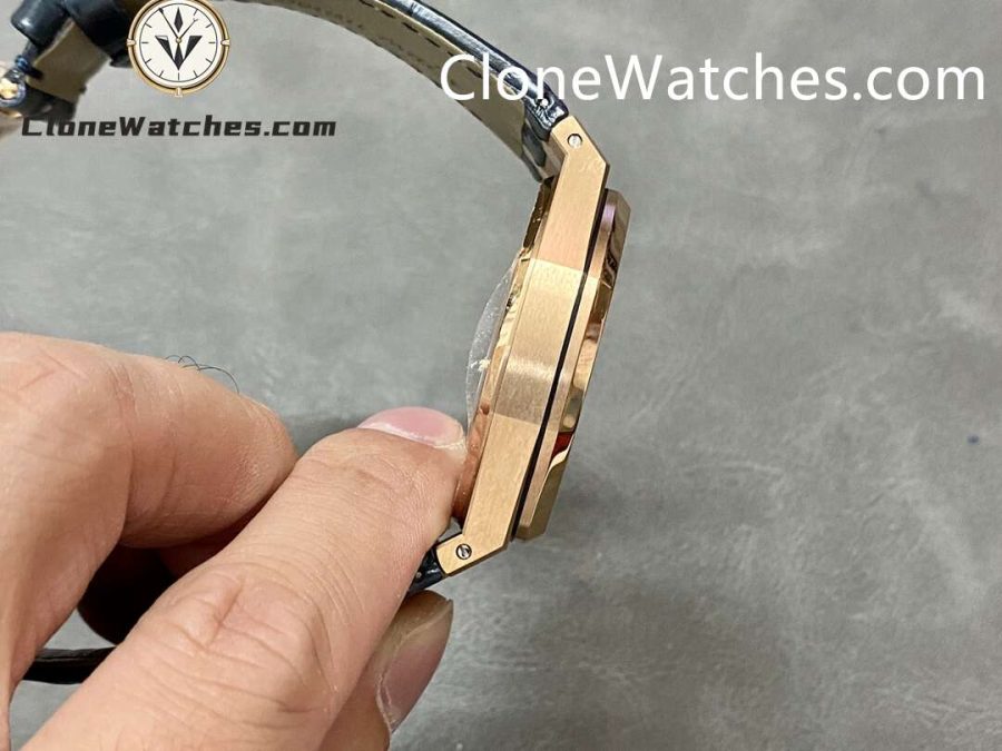 Audemars Piguet Super Clone Watches 1:1 Royal Oak 15510 Rose Gold Blue Dial Alligator Leather Strap 41MM - Image 4