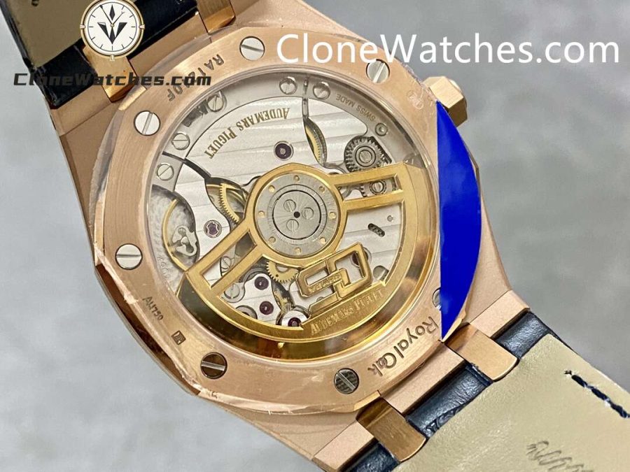 Audemars Piguet Super Clone Watches 1:1 Royal Oak 15510 Rose Gold Blue Dial Alligator Leather Strap 41MM - Image 6